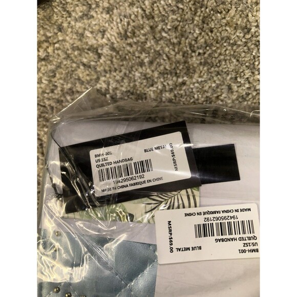 Bradley Mishka‎ Crossbody Blue Metal Quilted Handbag Good Hardware - Picture 4 of 4